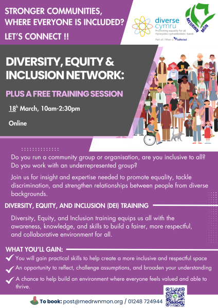 Rhwydwaith Amrywiaeth, Tegwch a Chynhwysiant /
Diversity, Equity & Inclusion Network