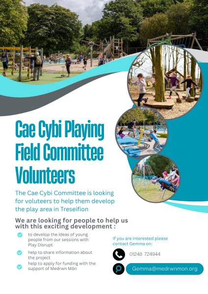 The Cae Cybi Commmittee are looking for volunteers to help them develop the play area.